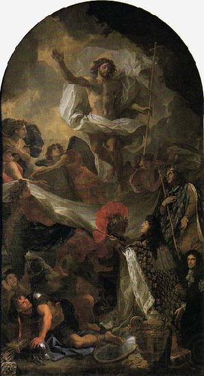 Charles le Brun Louis XIV. presenting his sceptre and helmet to Jesus Christ Spain oil painting art